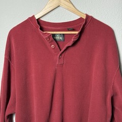 Men’s Long Sleeve Thermal Henley Size XL Cotton Heavyweight Knit RedHead Outdoor