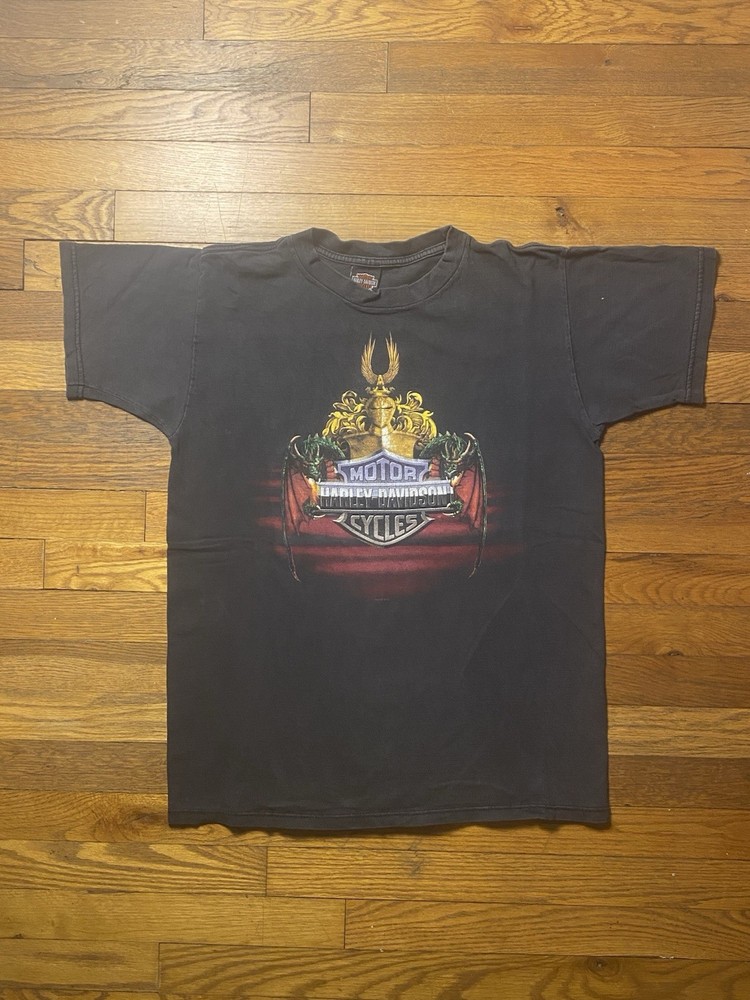 Vintage Harley Davidson Dragon Faded Black T Shirt Size M