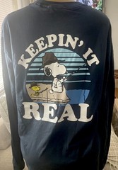 Size XL-PEANUTS-Snoopy Long Sleeve T Shirt Hybrid Appeal Keepin’it Real Blue New