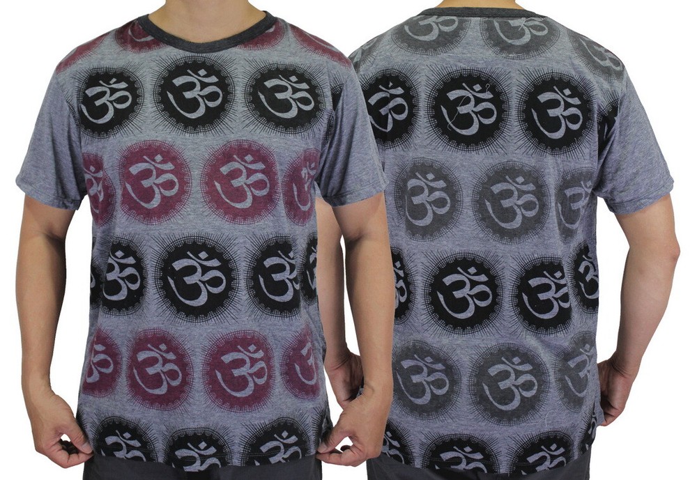 WEED Mens Vintage Ringer T-Shirt Gray Om Ganesha Hindu Hippie Yoga Bohemian WE05