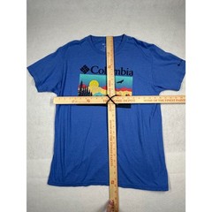 Columbia Blue SS men’s T-shirt, Size L, Bear, trees and mountains