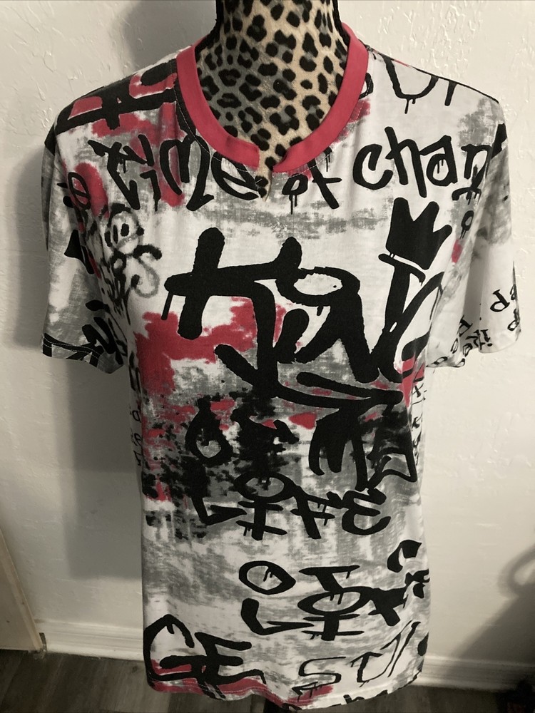 Phat Farm Shirt Men L Y2K White Crew Neck Skater Urban Hip Hop Street Wear