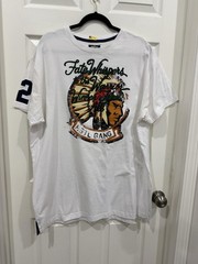 Hustle Gang Shirt Mens XL White Fate Whispers Warrior Graphic 32 Patch Tee