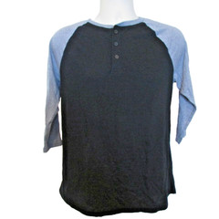 Hawk Men’s Black and Gray Pullover Henley Shirt Medium