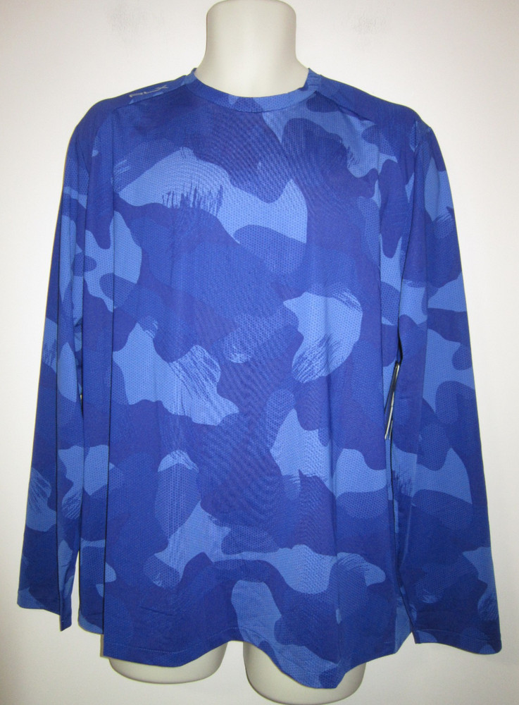 RLX RALPH LAUREN Performance Tee T-Shirt Long Sleeve Camo Blue Sz L $138