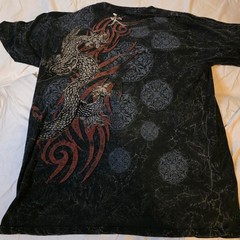 Y2k Vintage Ring of Fire Dragon Graphic Print Crew Neck Short Sleeve T-Shirt 2x
