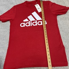 Adidas Essentials Big Logo T Shirt Red White Crew Neck Mens 100% Cotton XS NWT