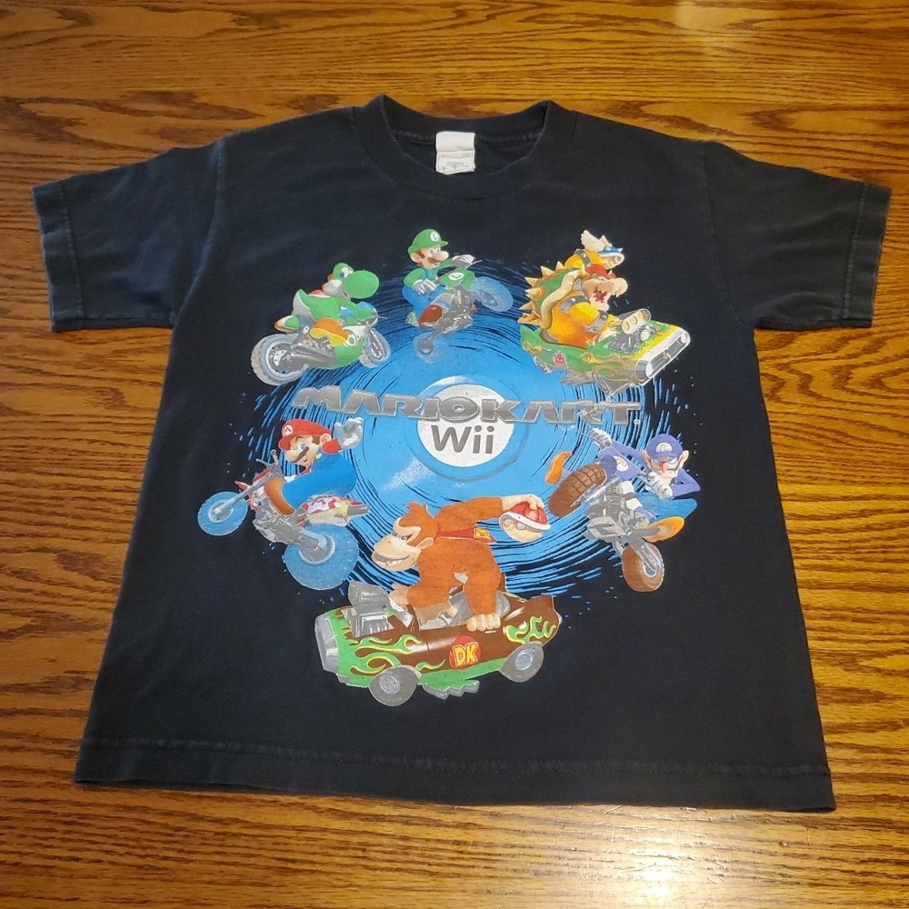 Vintage 2008 Nintendo Mario Kart Wii Graphic TShirt Excellent 16×21 Youth Small