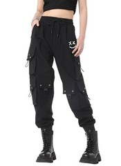 Cargo Pants Women Gothic Y2K High Waist Adjustable Pockets Drawstring Jogger