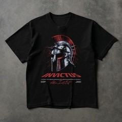 Invictus Shirt, Roman Gladiator Helmet Tee, Unbeaten Spirit Graphic Tee, Alea Ia