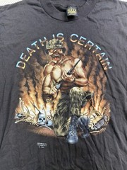 Vintage 1989 Death is Certain 3D Emblem Just Brass Harley T-shirt NEW Large
