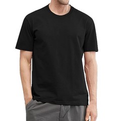MEN’S ROUND NECK SOLID COLOR CASUAL SIMPLE CLASSIC SHORT SLEEVED TOP – BLACK XL