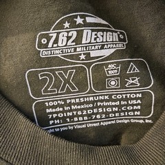 7.62 Design USAF-Shirt Military Graphic Print SS Green 2X NWOT