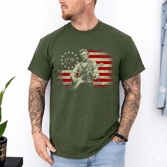 Abraham Lincoln Playing Electric Guitar Rocker American Flag T-Shirt