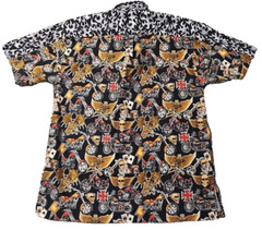 Max Boxxer Skulls Motorcycle Flames Cards Print Shirt Men’s Size Large Shirt