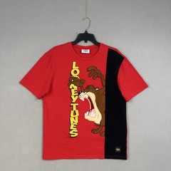 Looney Tunes Shirt Mens Large Red Taz Tasmanian Devil Chenille Applique Graphic