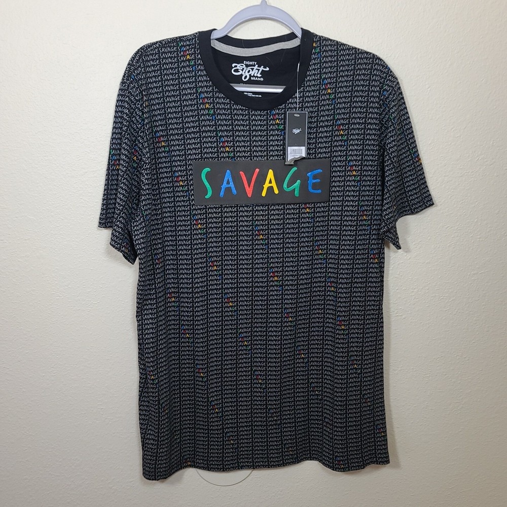 NEW Eighty Eight Brand Men’s “Savage” T-Shirt Size XL Short Sleeve Black Multi