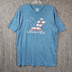 Vortex Graphic T-Shirt Mens Large Blue American Flag Logo Short Sleeve