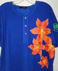 RLX Ralph Lauren Shirt Mens Large Blue Hawaiian Pacific Henley Short Sleeve