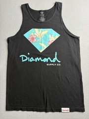 Diamond Supply Co Tank Top Mens Large Black Floral Logo Graphic Streetwear