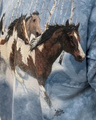 Vintage 1999 The Mountain Horse Snow T Shirt Large Blue Tie Dye Wild Wings USA