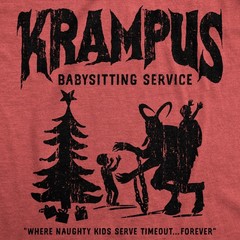 Mens Funny T Shirts Krampus Babysitting Service Sarcastic Christmas Graphic