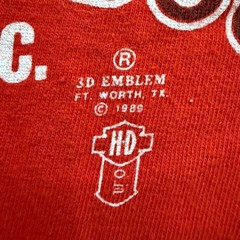 Vintage 1986 Harley Davidson 3D Emblem Asheboro NC Red T-Shirt