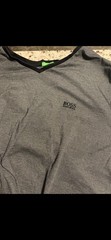 Hugo Boss V-Neck T-Shirt Striped Slim Fit Logo Designer Luxury Cotton Large Mens