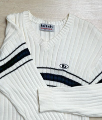 Vintage Bitch Skateboards V-neck knit sweater, Size Medium 90S