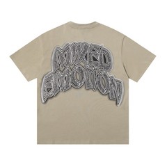 Mixed Emotio Graphic Tee Shirt Beige Short Sleeve S-M-L-XL