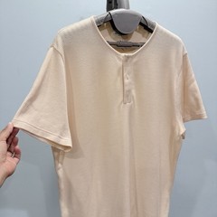 Octobre Editions Waffle Knit Henley T-Shirt Organic Cotton Cream Men’s L