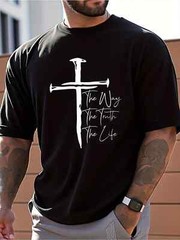 Men’s Christian Faith Graphic T-Shirt – The Way The Truth The Life Cross Design,