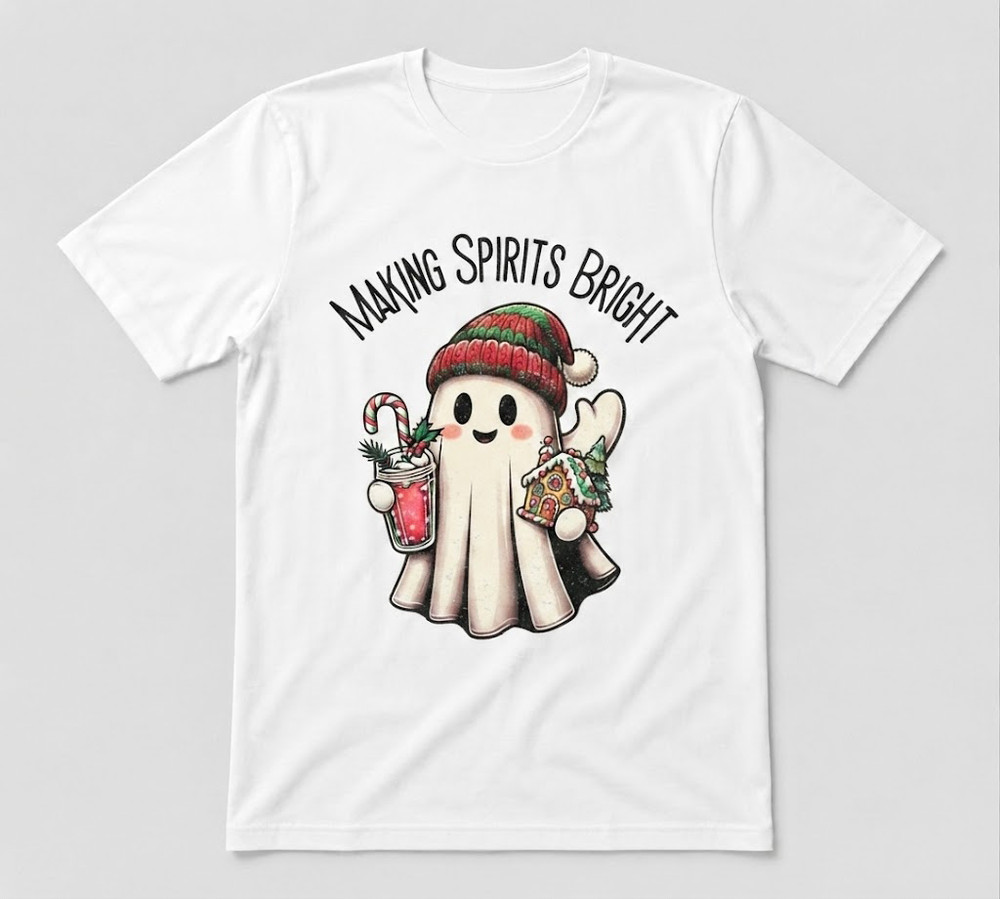 Making Spirits Bright Halloween Cute Ghost Unisex Tee White T-shirt