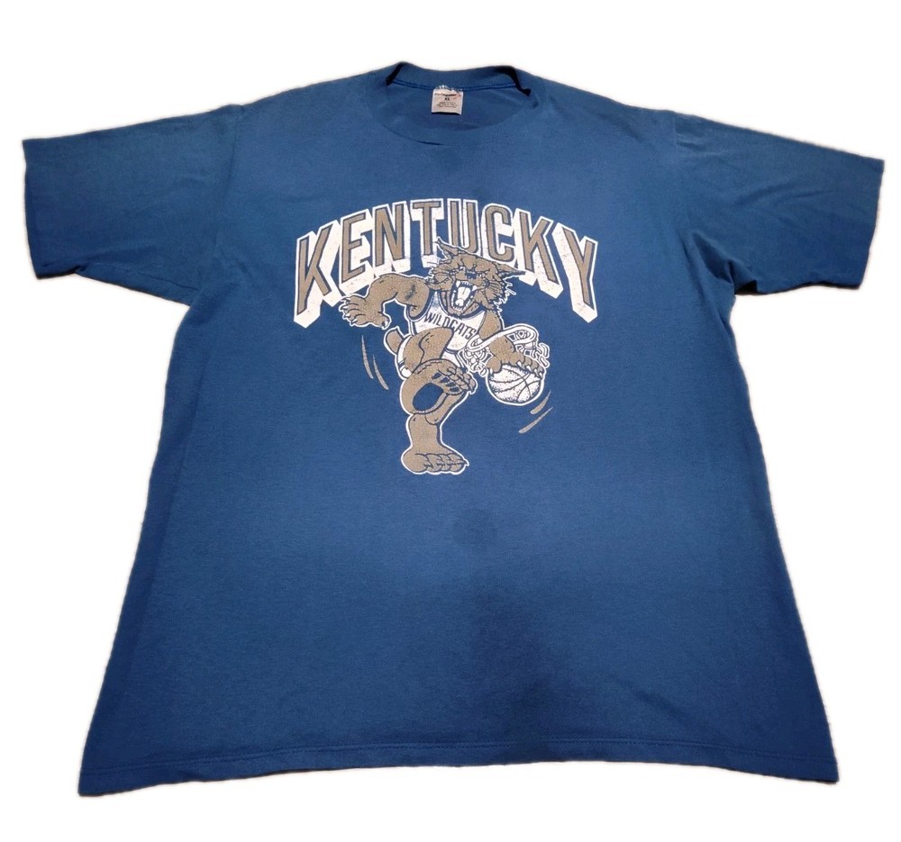 VINTAGE Swingster Kentucky Wildcats 80s Blue Graphic T-Shirt XL Made In USA NCAA