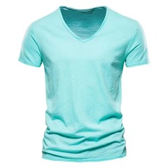 Men’s 100% Cotton V-Neck Short Sleeve T-Shirt Thin Casual Tee S-5XL