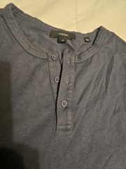 Vince Men’s Henley Short Sleeve T-Shirt Size Large Black 3 Button Classic