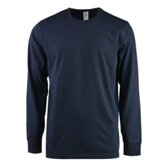 Cotton T-Shirt Crew Neck Men’s Long Sleeves Classic Ribbed Cuff and Neck Solid