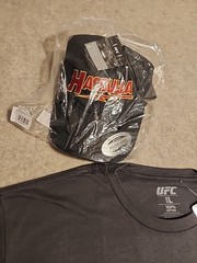 NWT LOT of UFC T Shirt & Hat Strapback Hasbulla VS Everybody Men L 100% Cotton