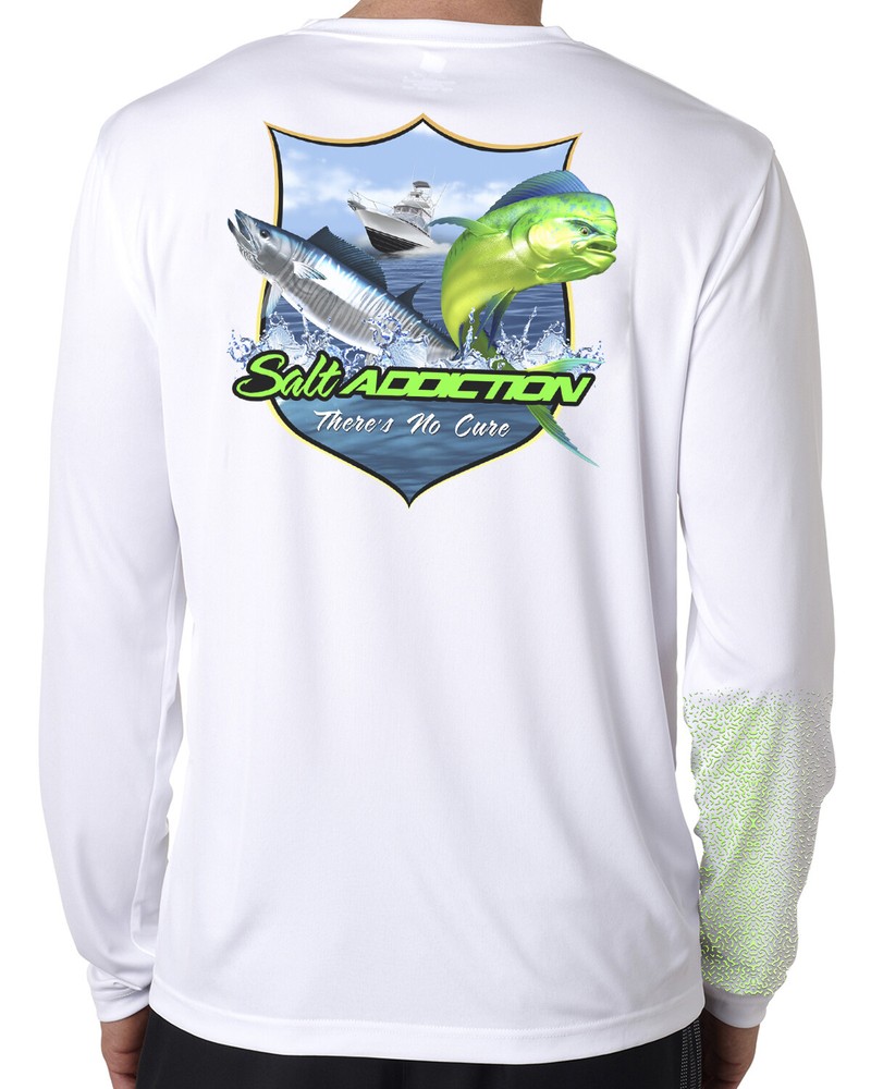 Salt Addiction t shirt long sleeve microfiber saltwater fishing uv upf 50+ mahi