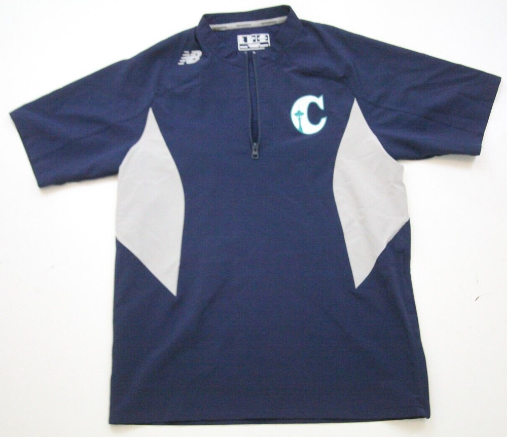 Small Short Sleeve Blue New Balance 1/4 Zip Pullover Poly Blend T-Shirt Top LL2