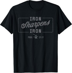 Iron Sharpen’s Iron Christian Men Bible Scripture Gym Workout T-Shirt