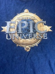 Universal Epic Universe Acid Wash Graphic T Shirt Blue Theme Park Tee XXL
