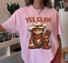 Yee Claw Funny Cat Shirt, Western Cat Tee, Cowboy Cat TShirt