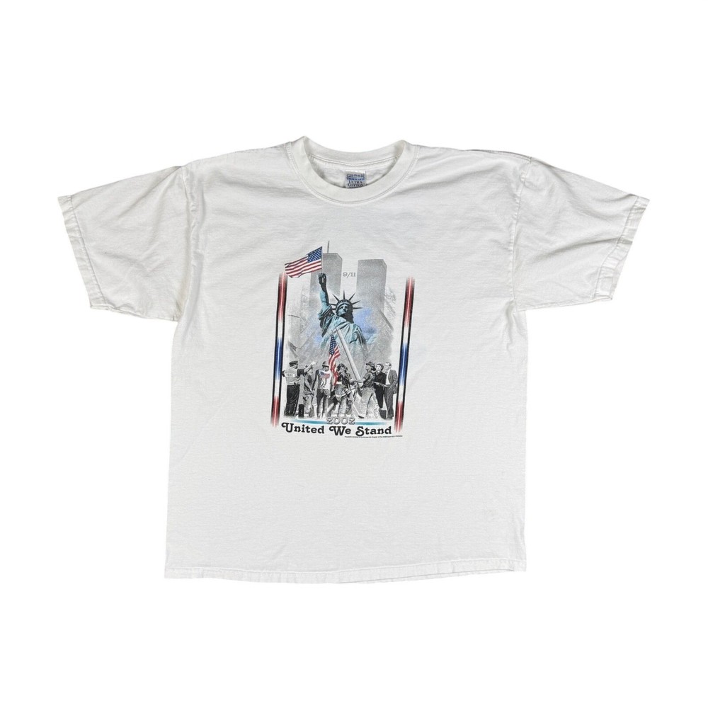 Vtg 9/11 United We Stand Tribute T-shirt Men’s XL White 2002 Memorial USA Y2K