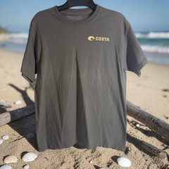 Costa Del Mar Mens T-Shirt Medium Gray Graphic Born On The Water Fishing