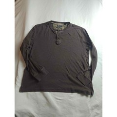 Arrow Mens Long Sleeve Henley Shirt Dark Brown Cotton Blend Size Large