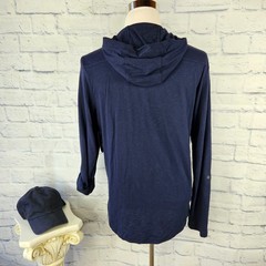 NWT INC International Concepts Men Size M Blue Tab Sleeve Lace Up Hooded T-Shirt