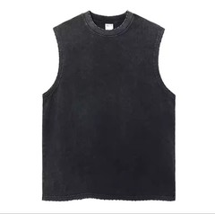 Men’s Acid Wash Muscle Shirt – Vintage Sleeveless T-Shirt, Plain