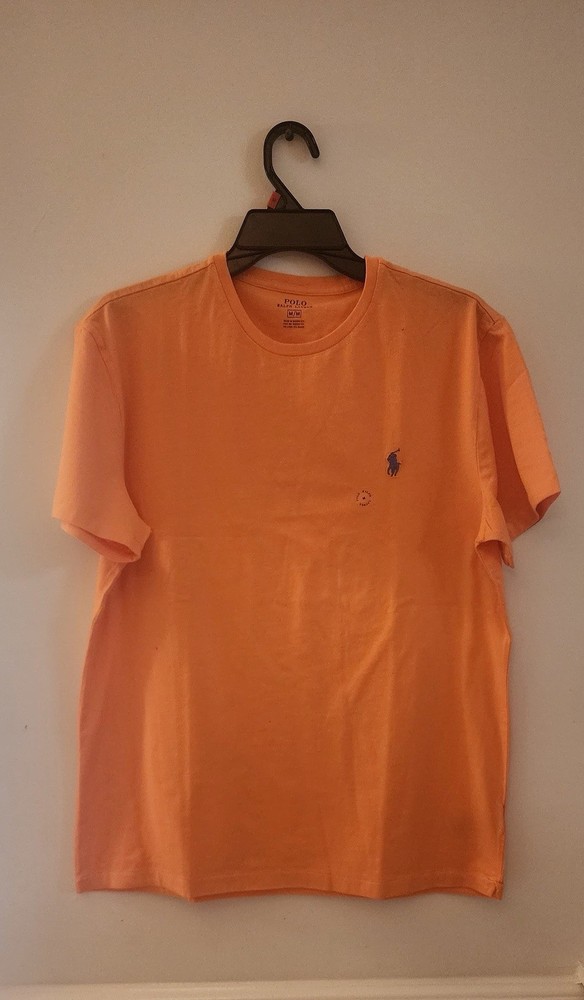 Polo Ralph Lauren Crew Neck Modern Classic-Fit T-Shirt Mens ORANGE BLUE PONY