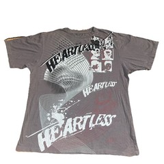 Request T Shirt Mens 2XL Gray Streetwear Y2K Grunge Heartless Wraparound